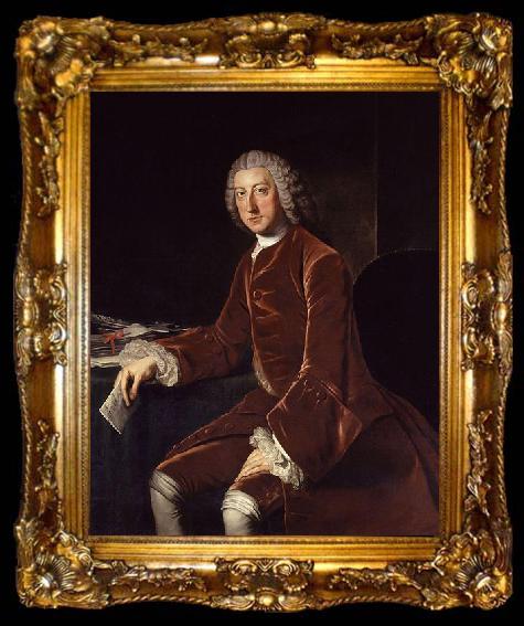 framed  unknow artist Oil on canvas portrait of a seated w:William Pitt, ta009-2